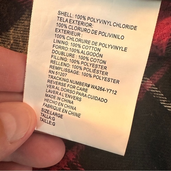 Vintage chore barn jacket raincoat jacket coat size large hoodie red plaid - Picture 9 of 9